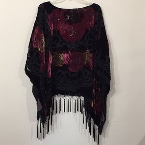 Coldwater Creek Black Beaded Poncho